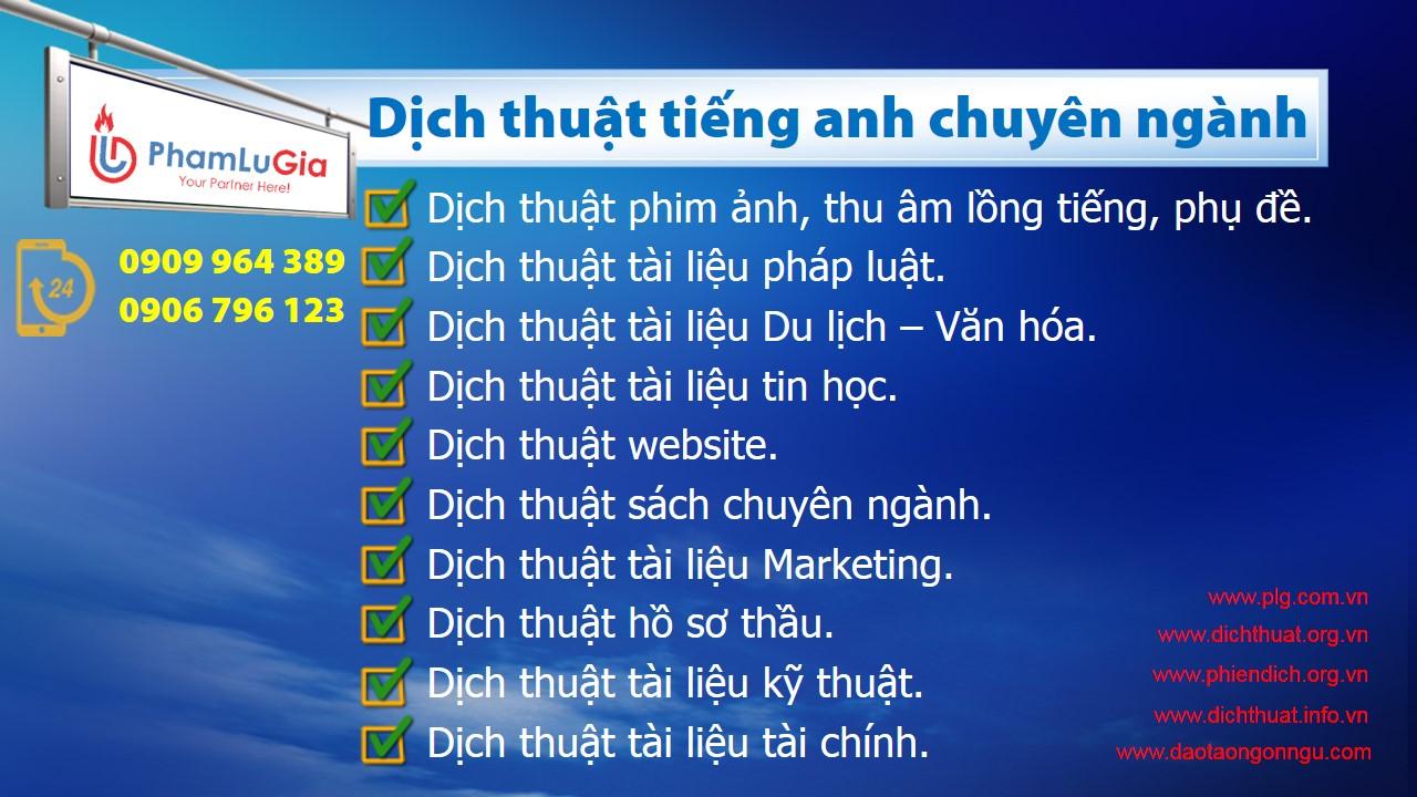 Dịch thuật tiếng anh chuyên ngành